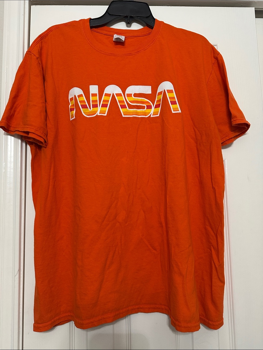 Gildan Orange NASA Retro Stripe Graphic Tee